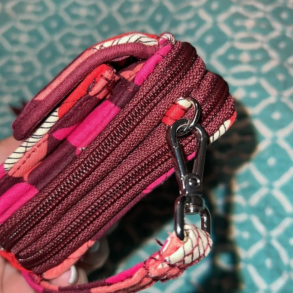 Vera Bradley bohemian pink orange chevron wristlet detachable strap cc holders - Image 8