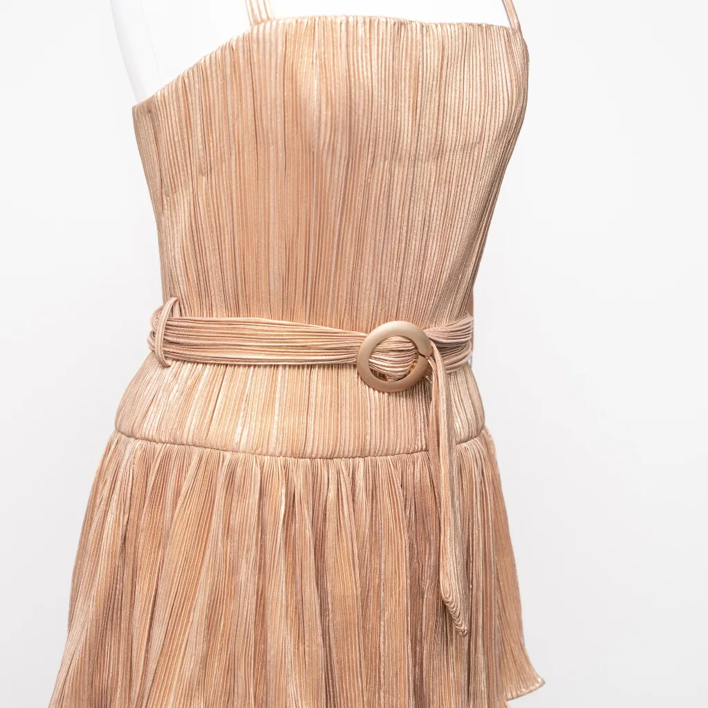 Mac Duggal -  Gold Ruffle Tiered Buckle Detail Dress - Image 11