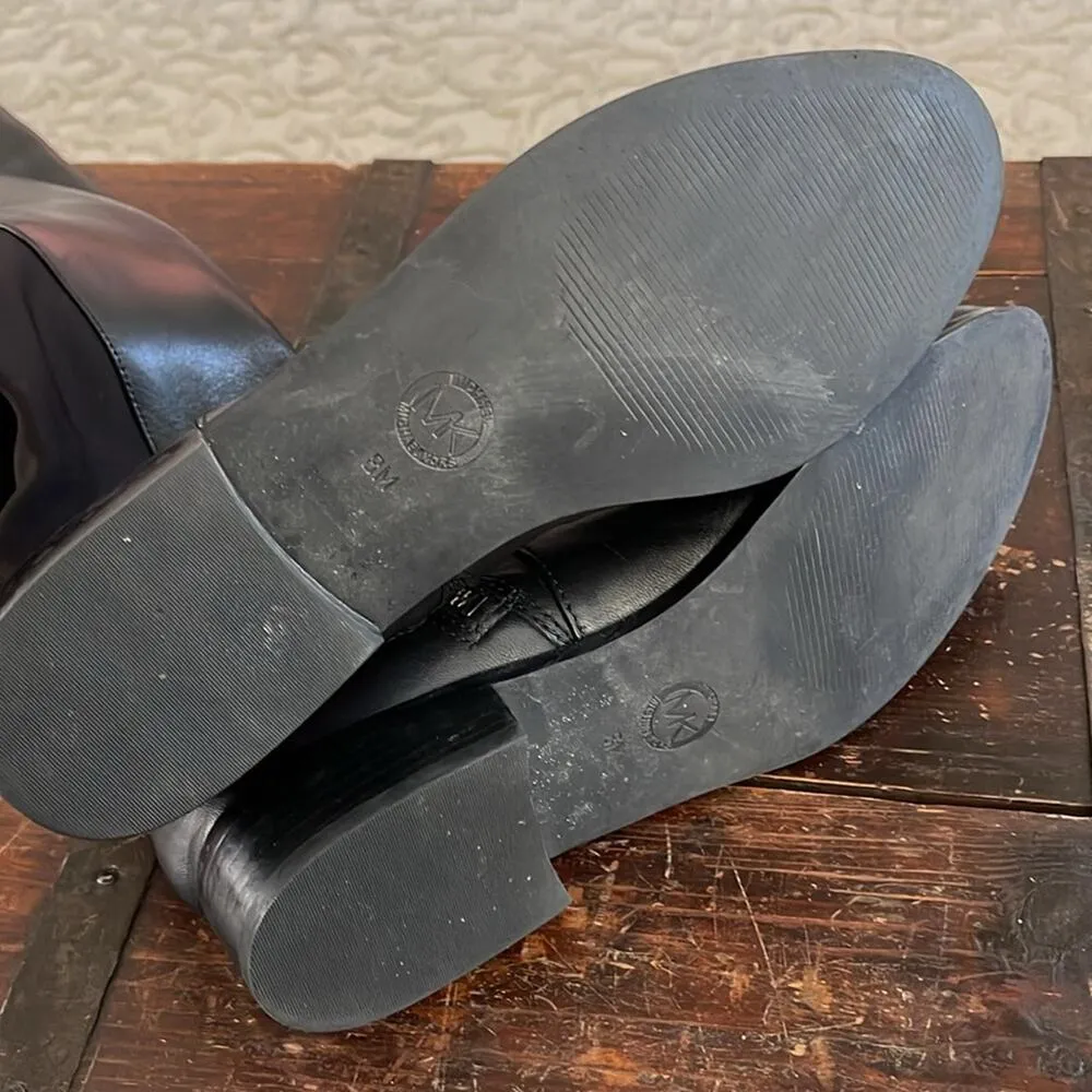 Michael Kors Black Leather and Stretch Fabric Hamilton Tall Boots Size 8 - Image 6