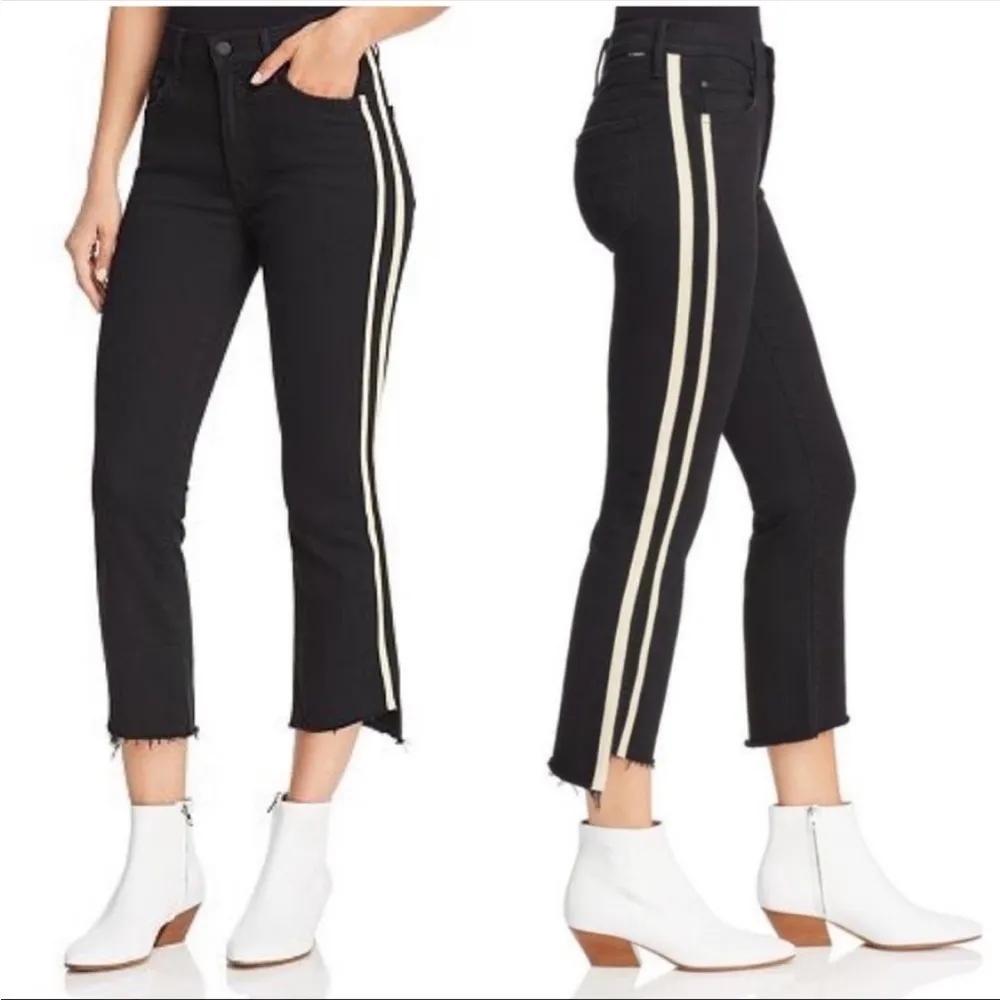 Mother Insider Crop Step Fray Guilty Racer Stripe Skinny Ankle Jeans Black 25 - Image 3