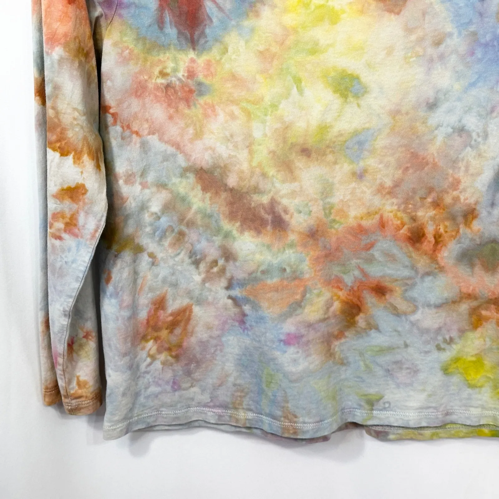 Chaps Large Top Handmade Tie Dye Ruffle V Neck Long‎ Sleeve Boho Festival 1747 - Image 10