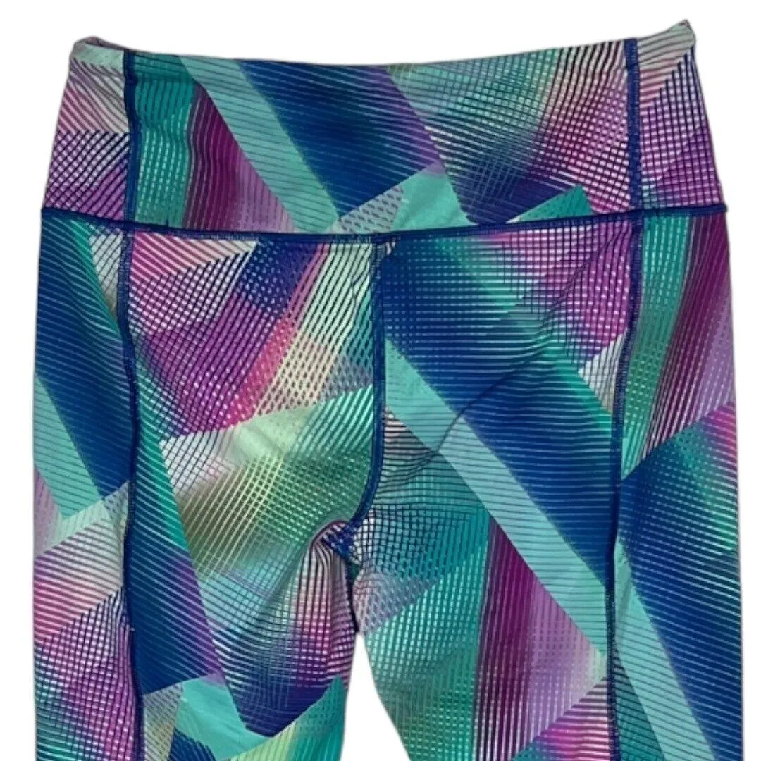 VIctoria's Secret VSX Sport Knockout Capri Blue Pink Multi Geometric Pattern‎ Size M - Image 4