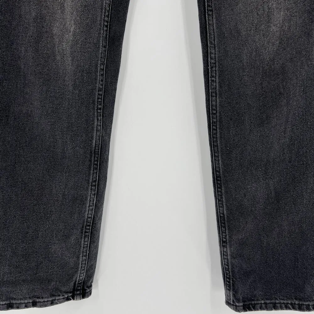 We The Free People Jeans Button Fly Straight Leg Loose Low Rise Black Size 24 - Image 3