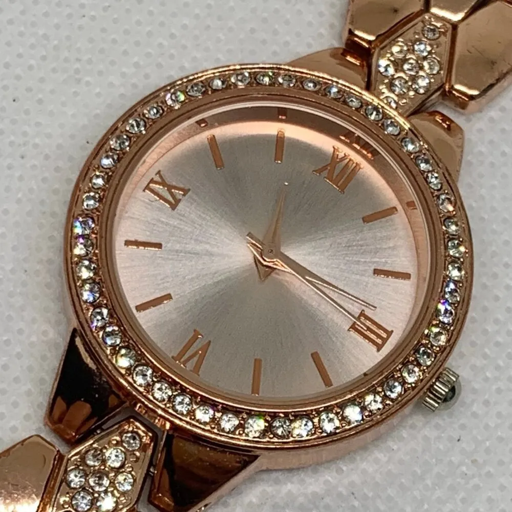 Charter club women rose gold tone watch rhinestones 31mm quartz size 7” running - Image 3