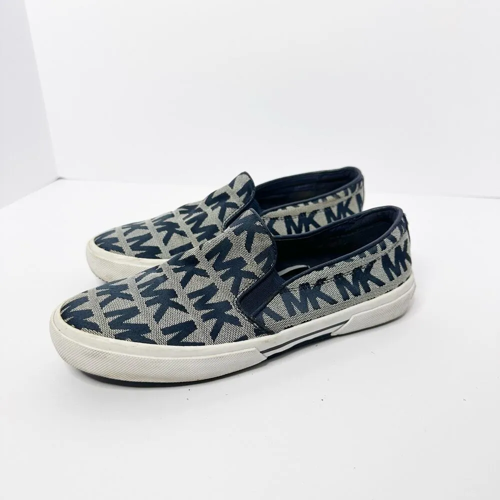 Michael Kors Womens Size 6.5 Keaton Navy‎ Blue Signature Slip On Sneakers - Image 6