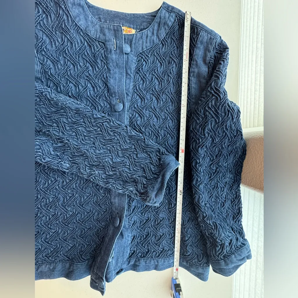 Bis by Gene Ewing Vintage Textured Denim Jacket Size Large Blue - Image 6