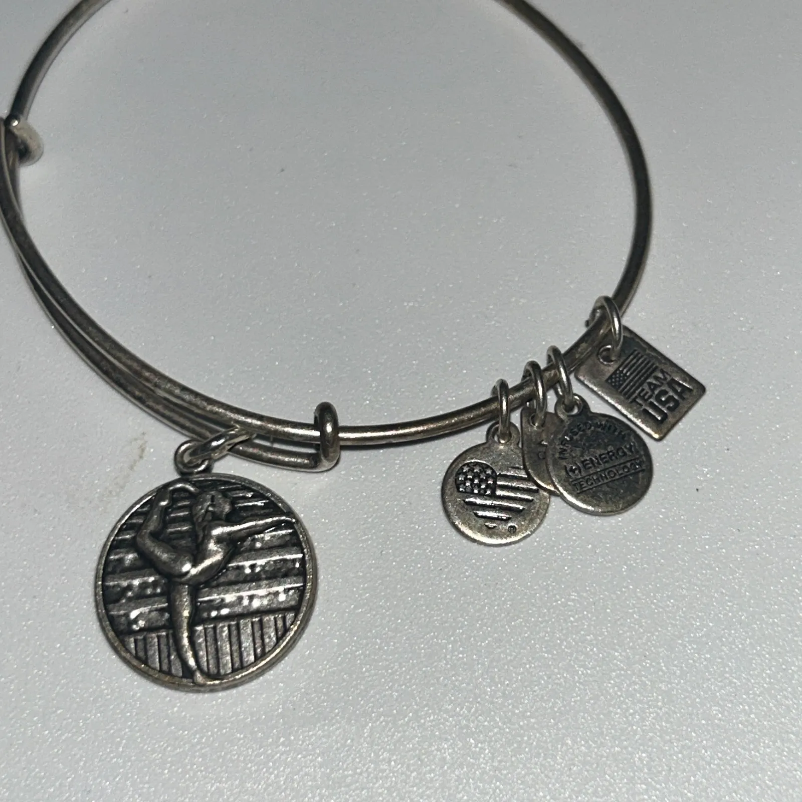 Alex and Ani Silver-Tone Bangle Bracelet 2016 Gymnastics - Image 8