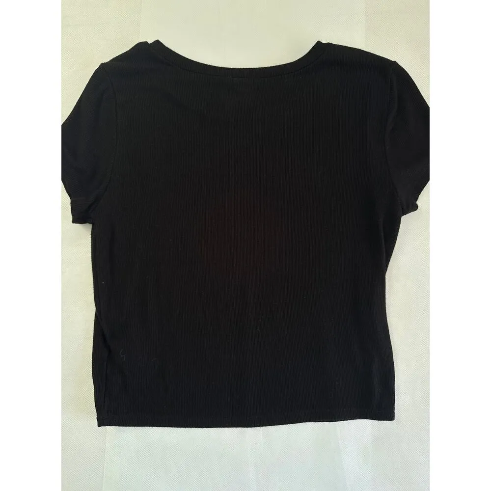 Garage Black Short Sleeve Crop Top G/L - Image 4