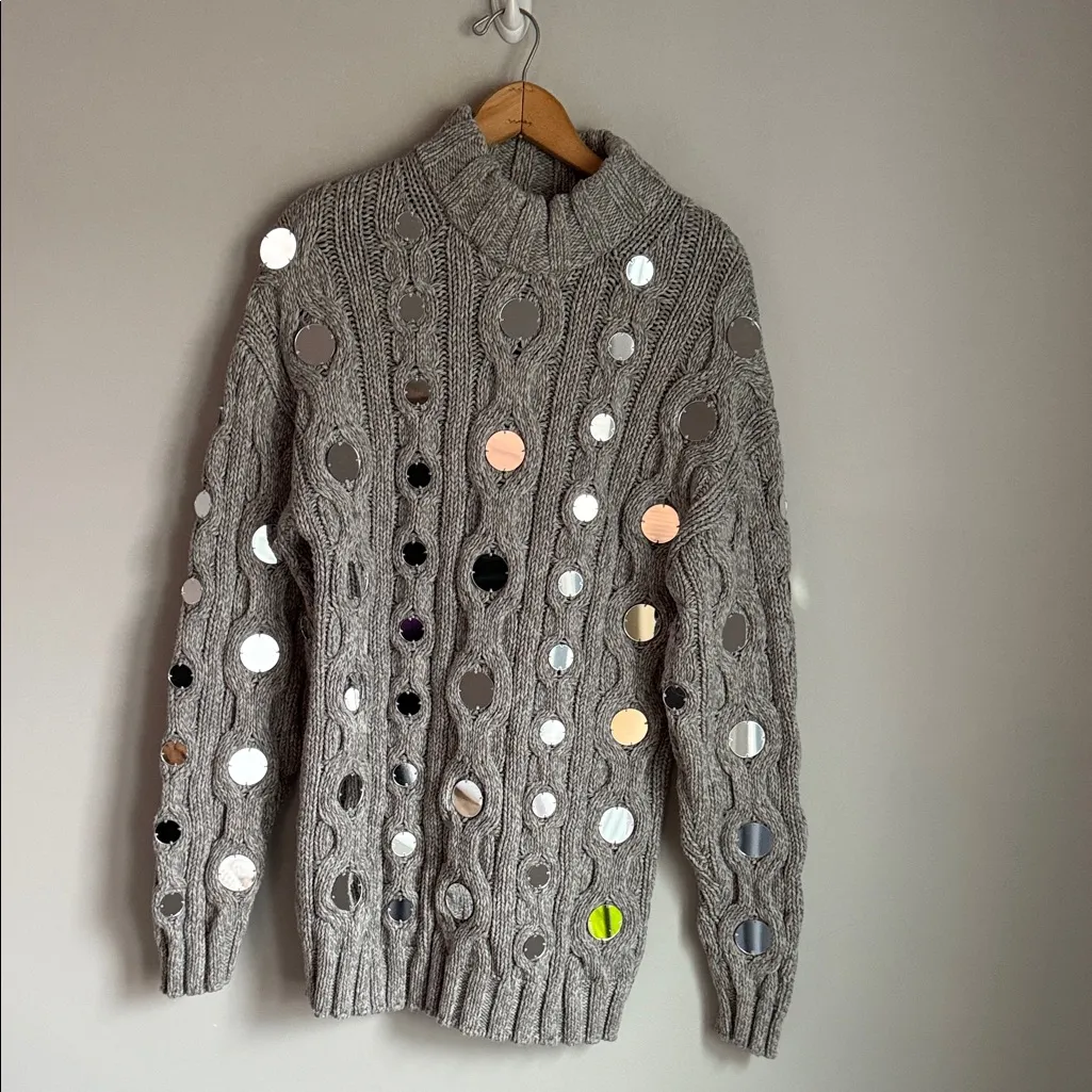 STAUD Beehive Cotton Cable-Knit Sweater Small - Image 2