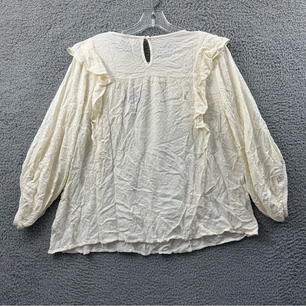NWT Universal Thread 3/4 Balloon Sleeve Blouse Top Cream Peasant Boho‎ Ruffle S - Image 3