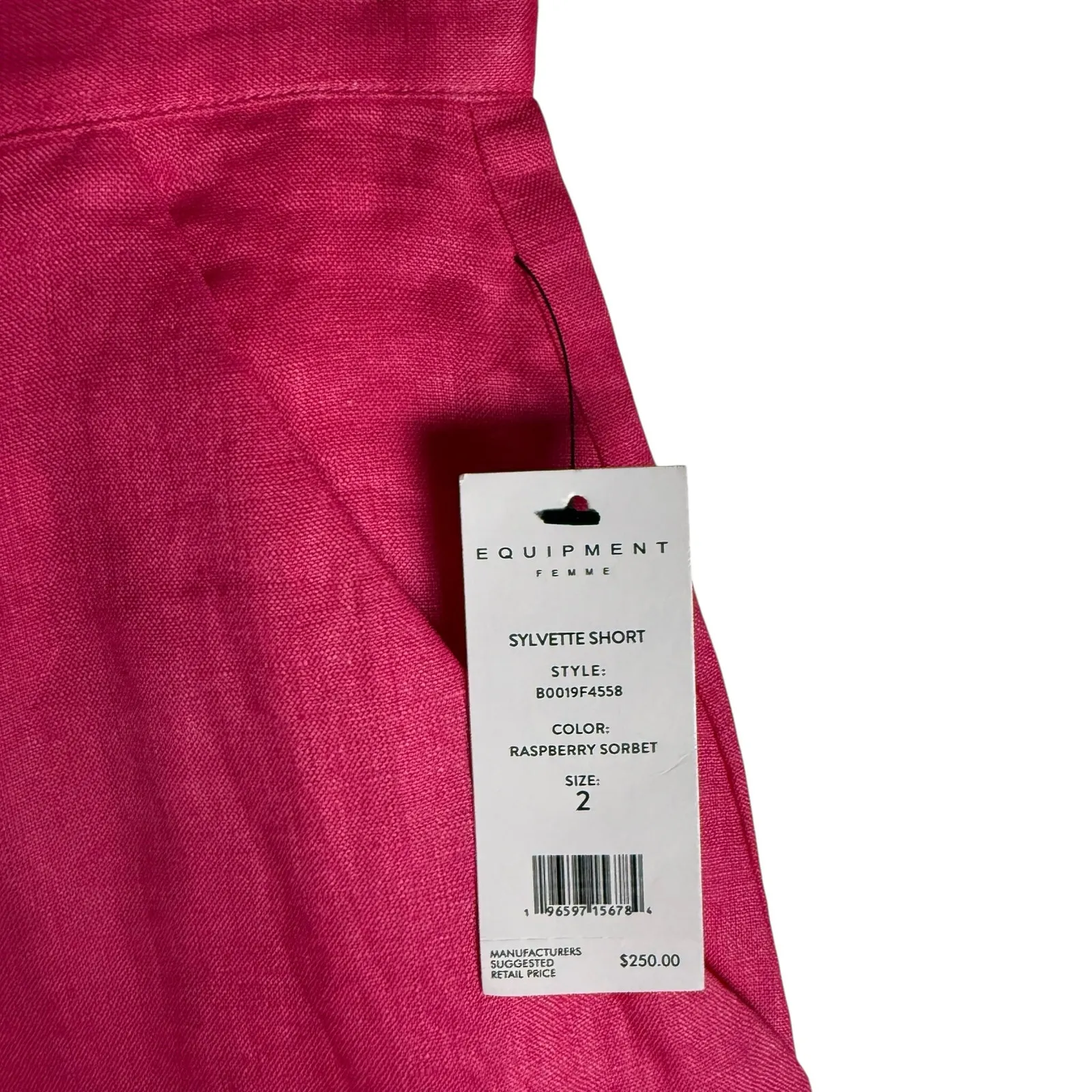 Equipment Sylvette Raspberry Sorbet Pink High Waist Linen Shorts Size 2 - Image 8