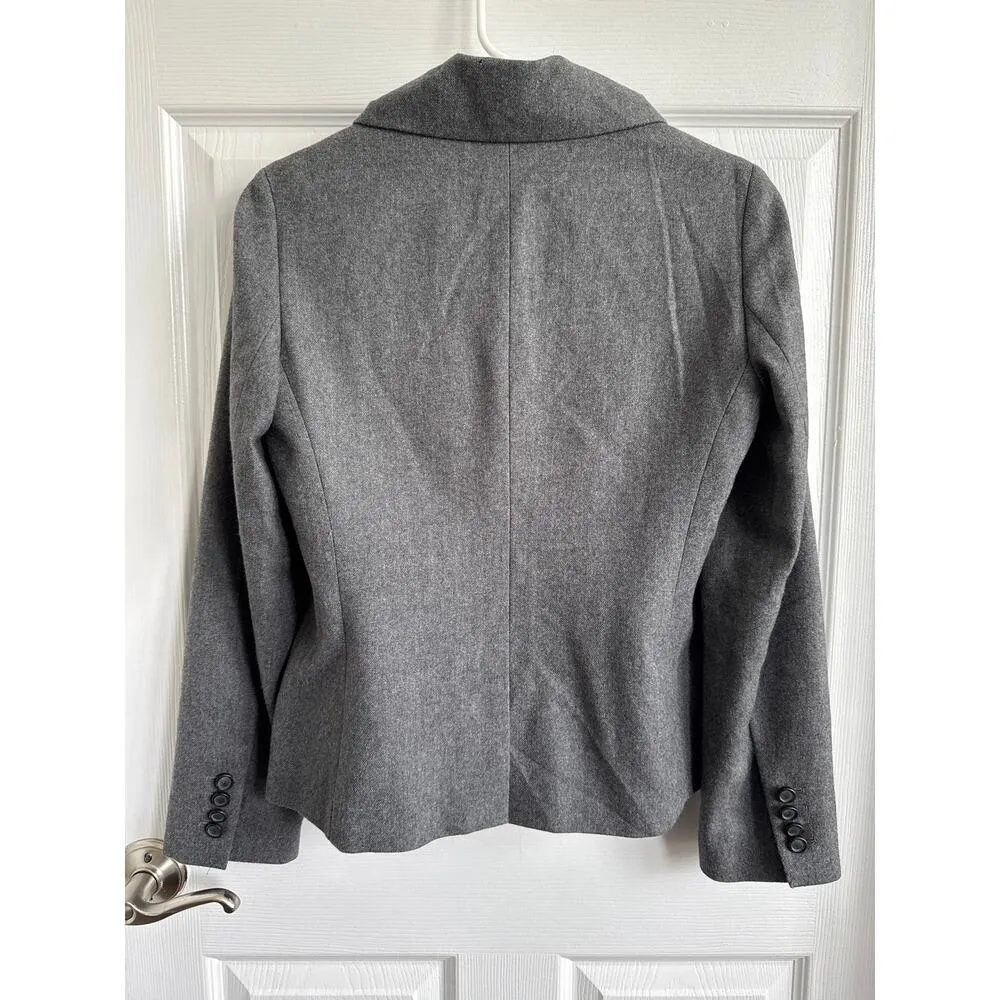 Talbots Kate Fit Wool Blazer Jacket grey pleated ruffel accents 4 - Image 14