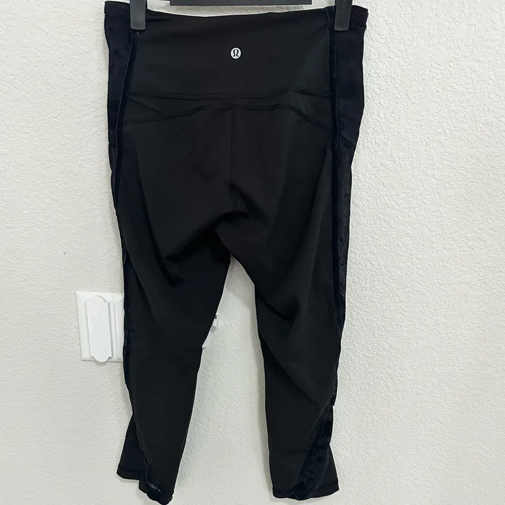 Lululemon Wunder Under Crop High Rise Flocked Scatter Floral 21" Legging Black 8 - Image 5