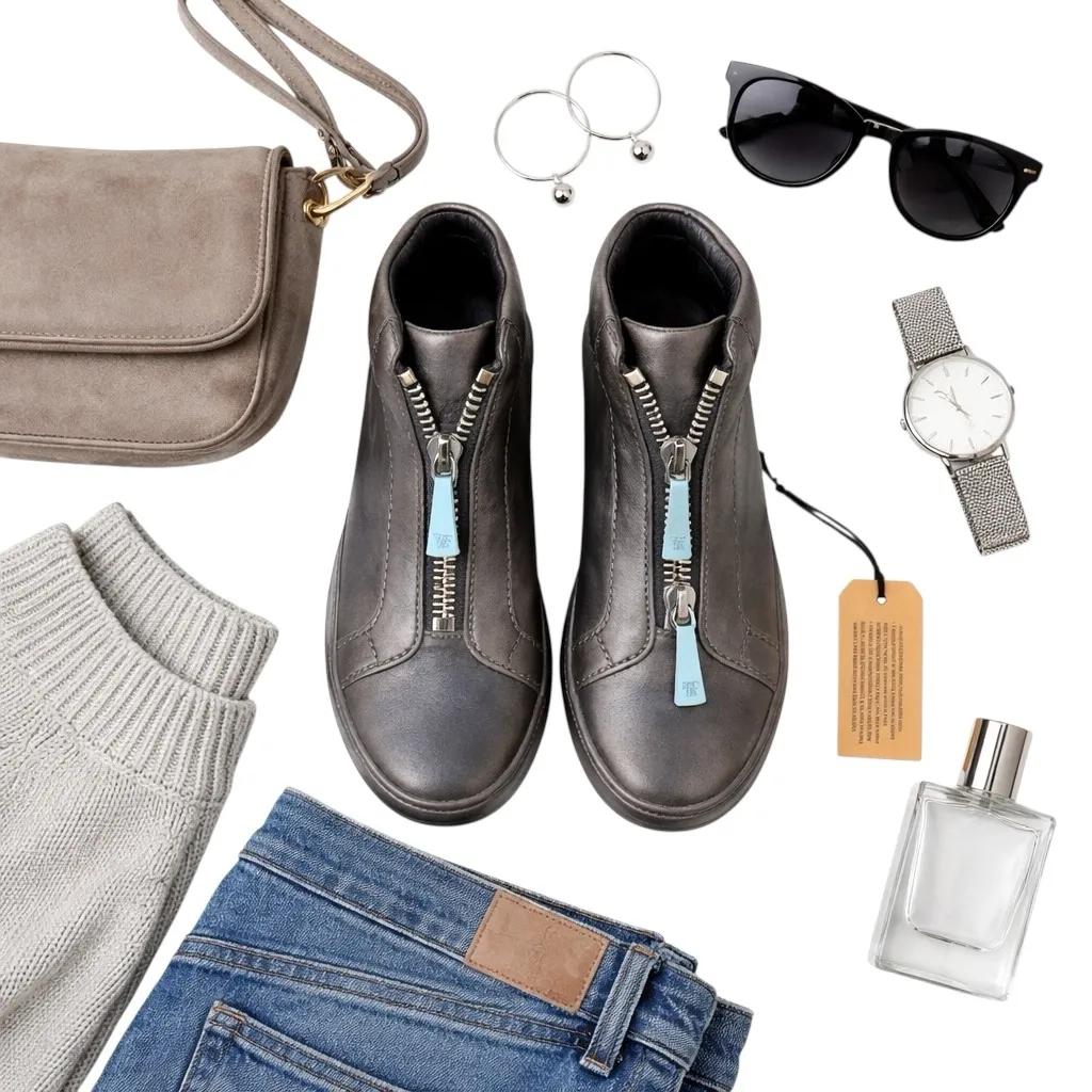 Frye Lena Zip High Metallic Pewter Leather Sneakers Zip Front Womens 9.5 are NWT - Image 2