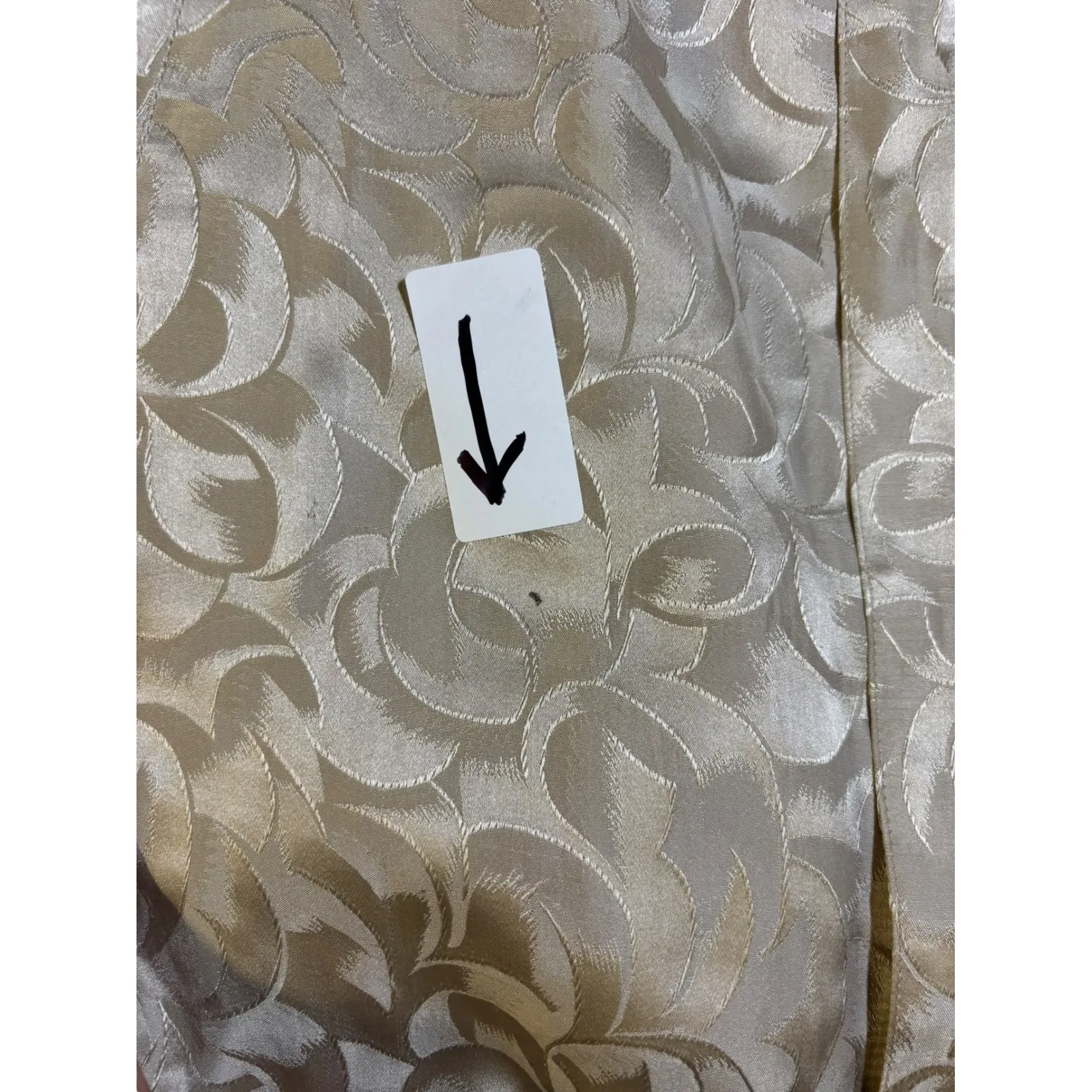 FU DA International Silk Bomber Jacket‎ Full Zip Patterned Beige Women's L Tan Size L - Image 9