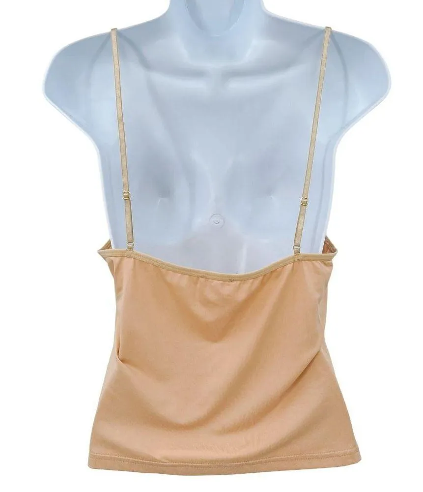 Le Rose Stories Solid Tan Nude Sleeveless Satin Silky Cami Tank Top Medium - Image 4