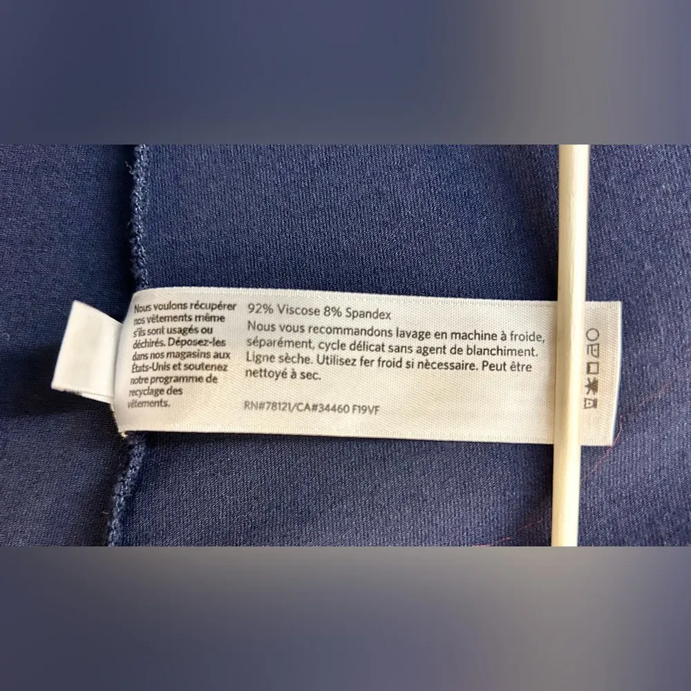 Eileen Fisher Cap Sleeve Hi-Low Shirt Dress Navy Blue Size Medium - Image 11