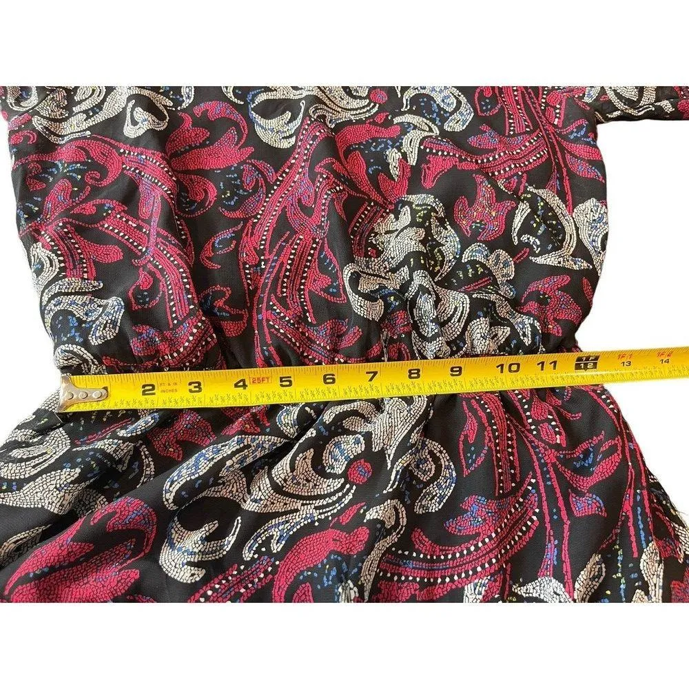 BeBop Pullover Sheer Line 3/4 Elastic Cuff & Waist A-line Vneck Paisley Dress S - Image 10