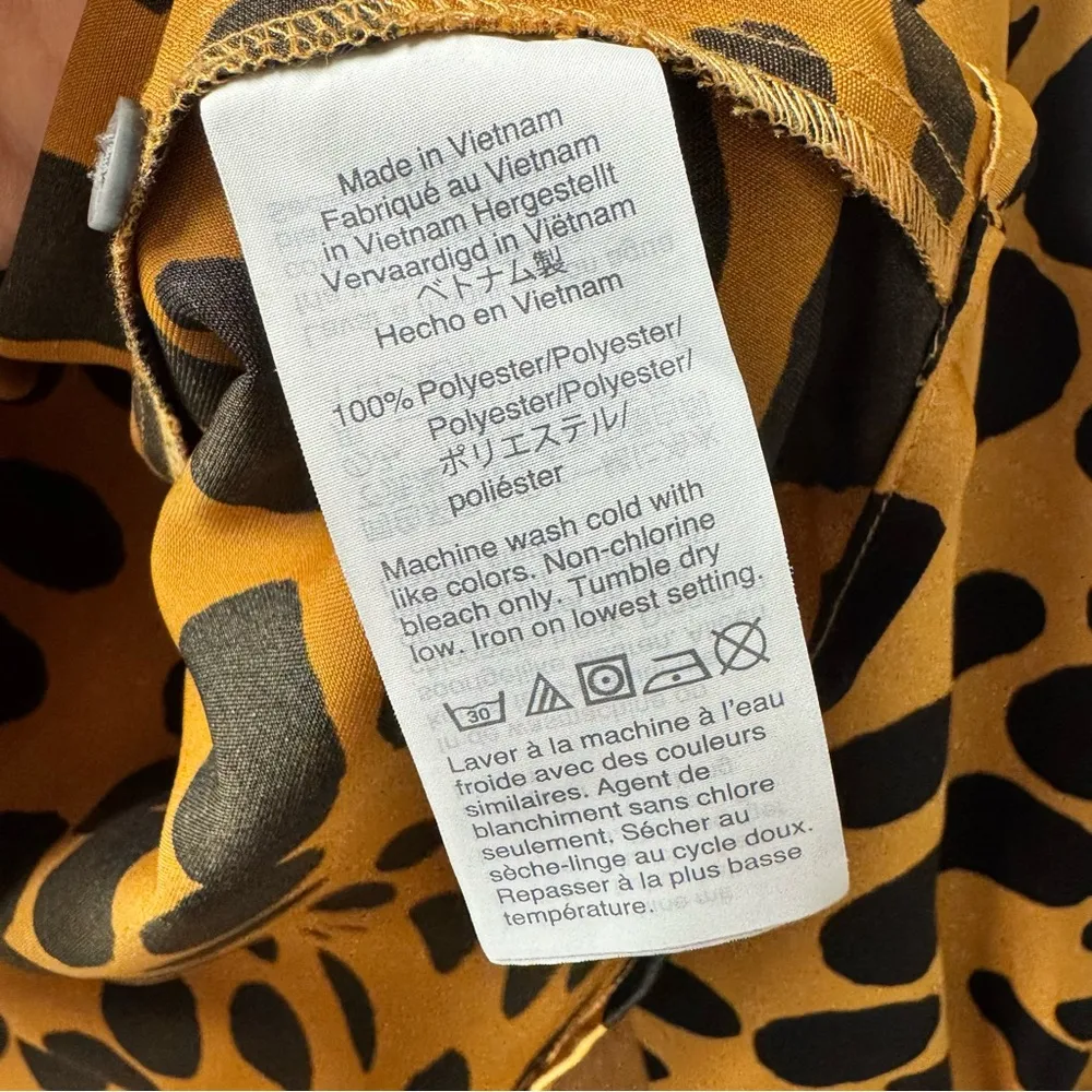 J. Crew Long-Sleeve Ruffle-Front Blouse Top Wavy Dots Leopard Animal Print XS - Image 10