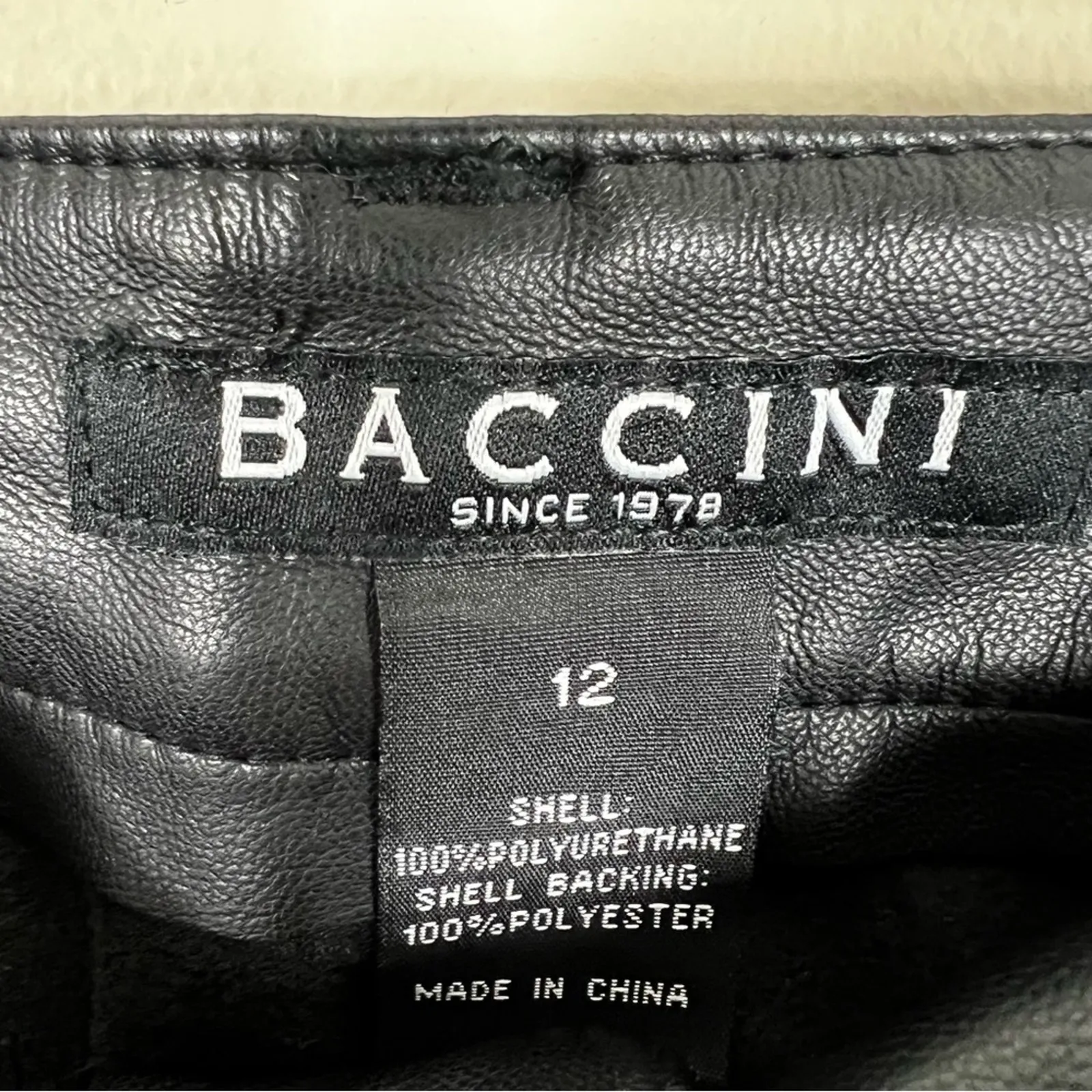 NWT Baccini Pants Womens M Black Faux Leather Straight Leg High Rise Minimalist - Image 4