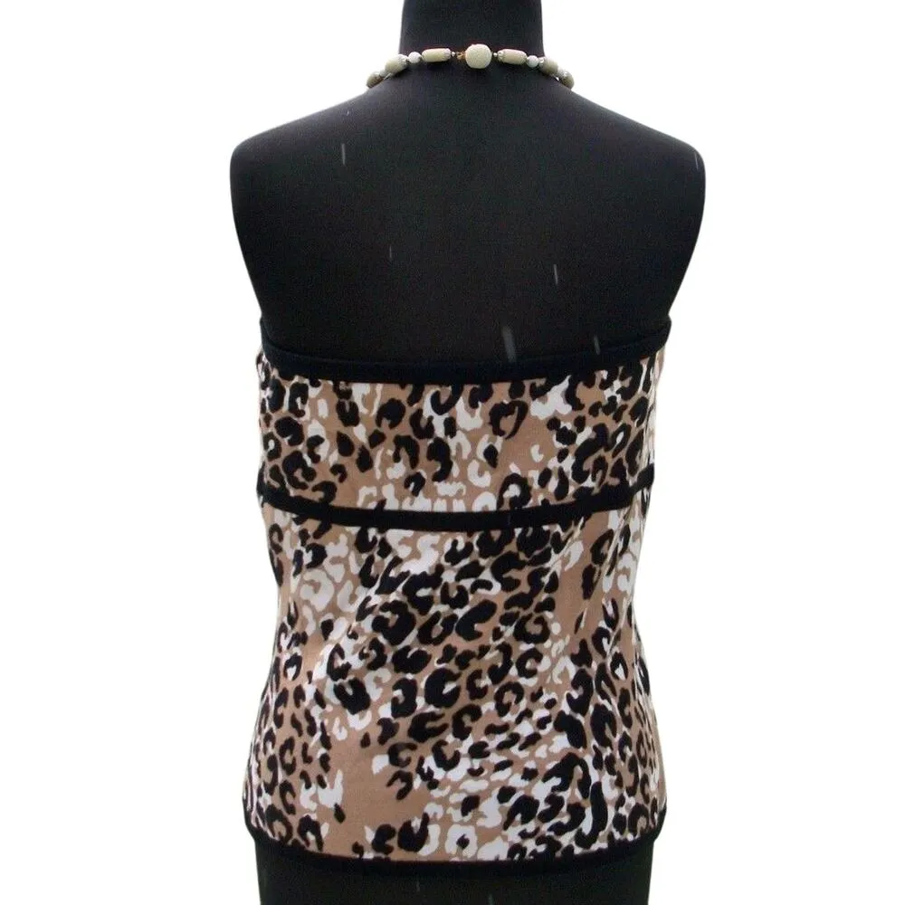 Cache Black Tan White Strapless Cami Tube Top New Stretch Animal Print $88 NWT - Image 3