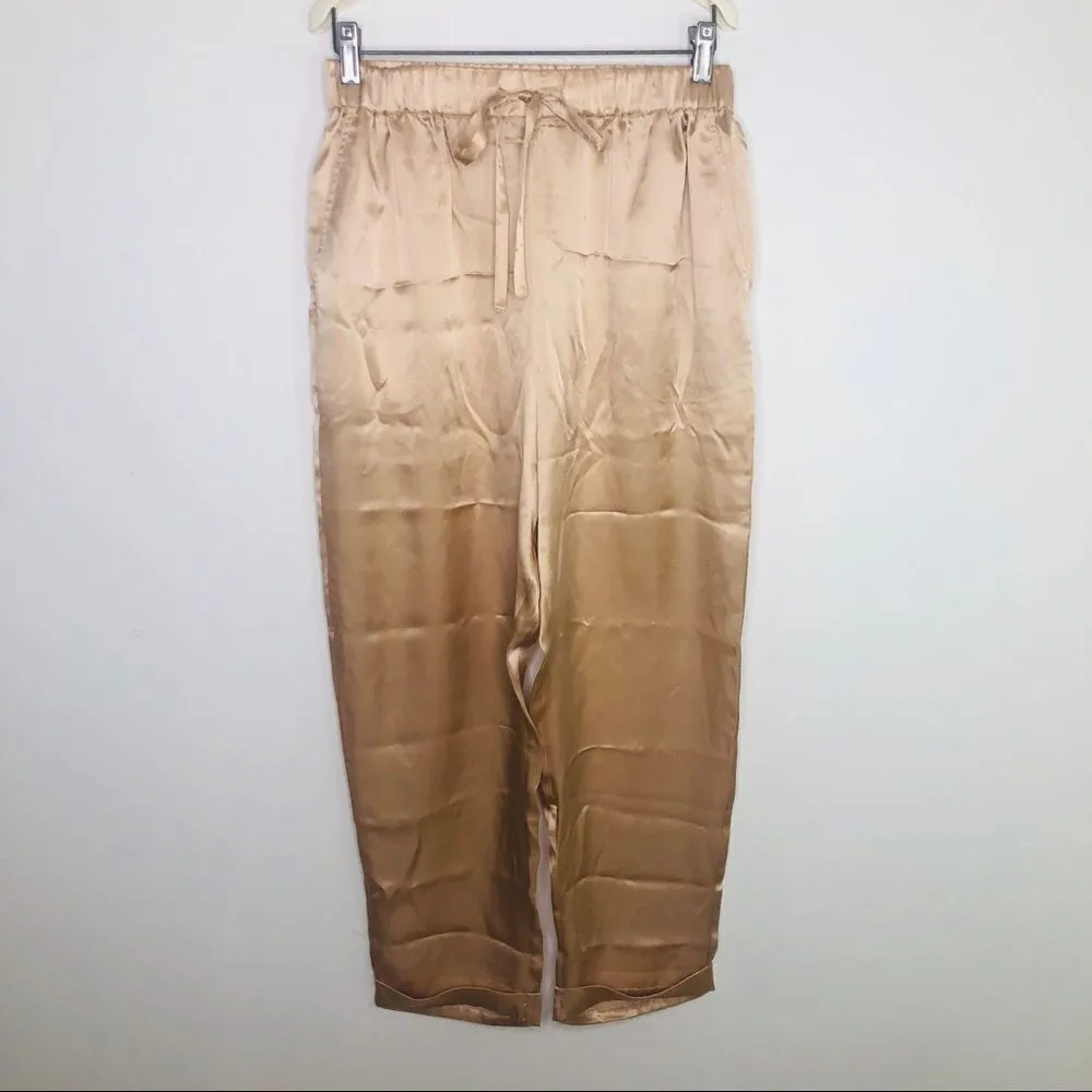 Casual Mes Demoiselles Blush‎ Gold Silk Pants Ankle Career Professional 38 6 - Image 4