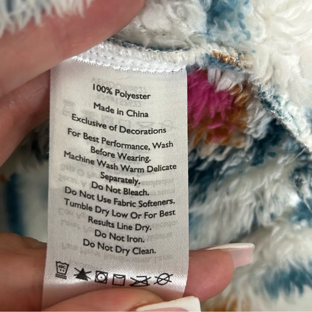 Eddie Bauer 1/4 Zip Sherpa Geometric Multi Colored Pullover Size L - Image 5