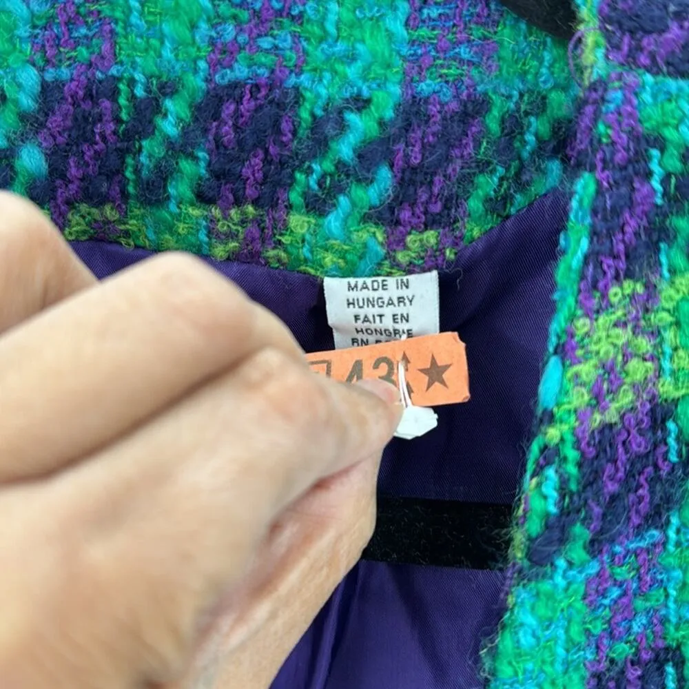 Dana Buchman vintage plaid wool double breasted gold buttons tweed size 8 - Image 8