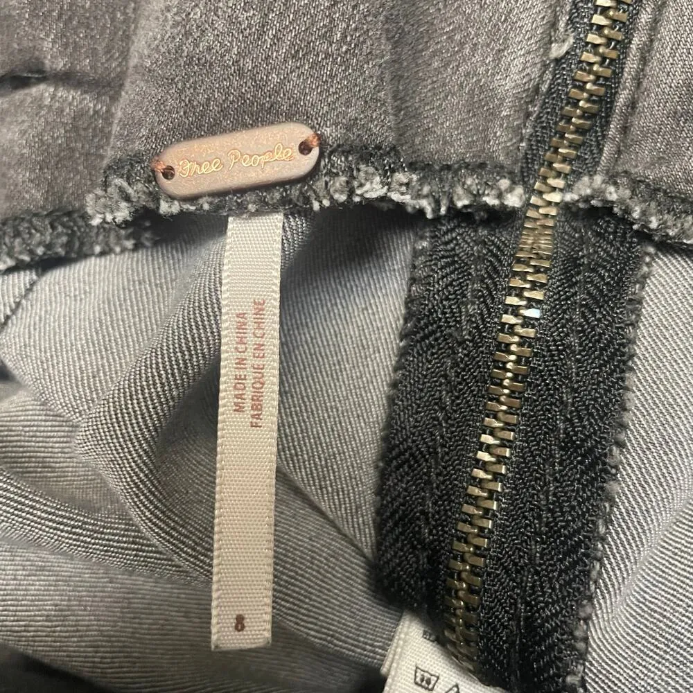 Free People Black Stretch Mini Skirt Size 8 Belted - Image 3