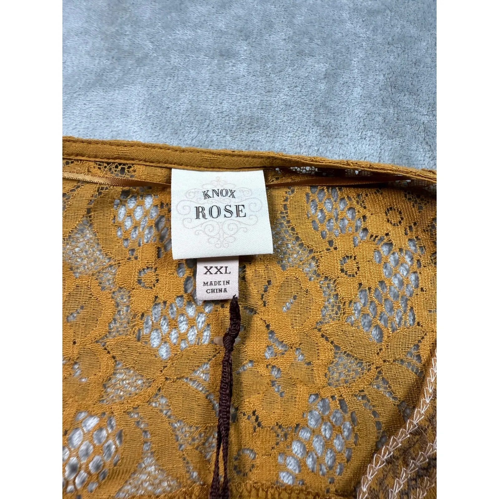 Knox Rose Womens‎ Long Sleeve Embroidered Lace Yoke Peasant Blouse Top Size XXL - Image 4