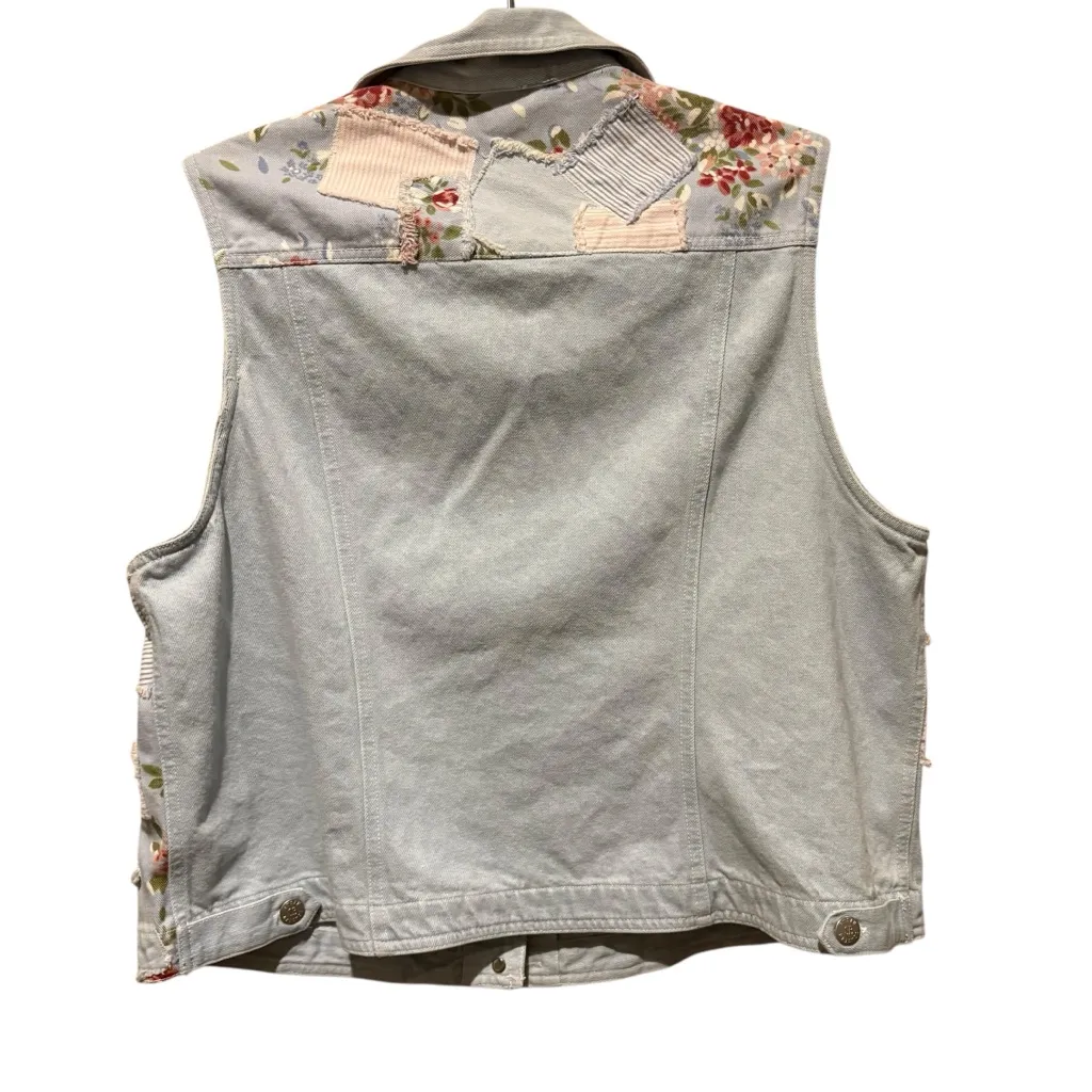 Susan Bristol Floral Patchwork Vest - Light Blue and Pink - Image 2