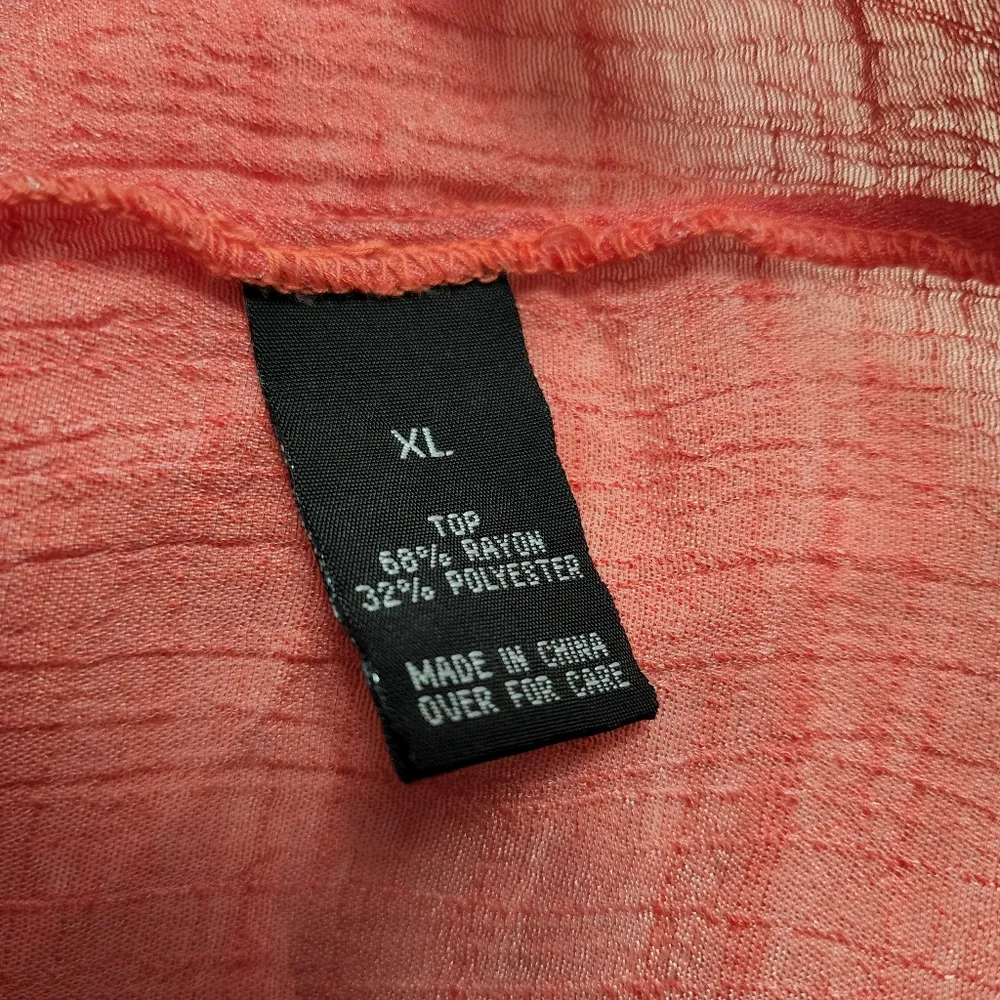 AGB coral gauze sleevwlwss dip dye tunic button down size xl - Image 7