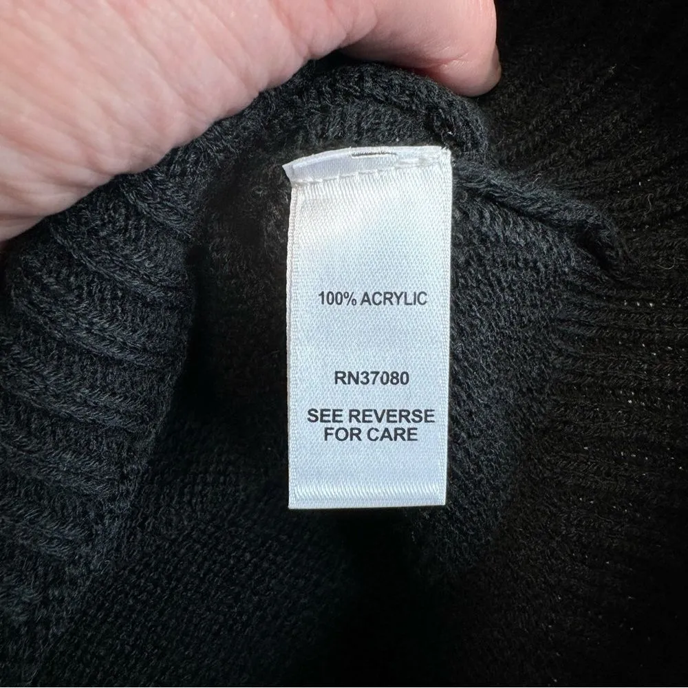 CATO Women Fair Isle Sweater Tassels Black White M Med Medium Raglan Long Sleeve - Image 10