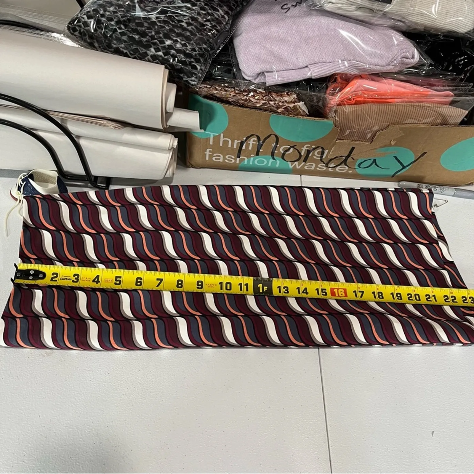 Ann Taylor Red & Blue Retro Wave Knee Length Pencil Womens Skirt 8 - Image 5