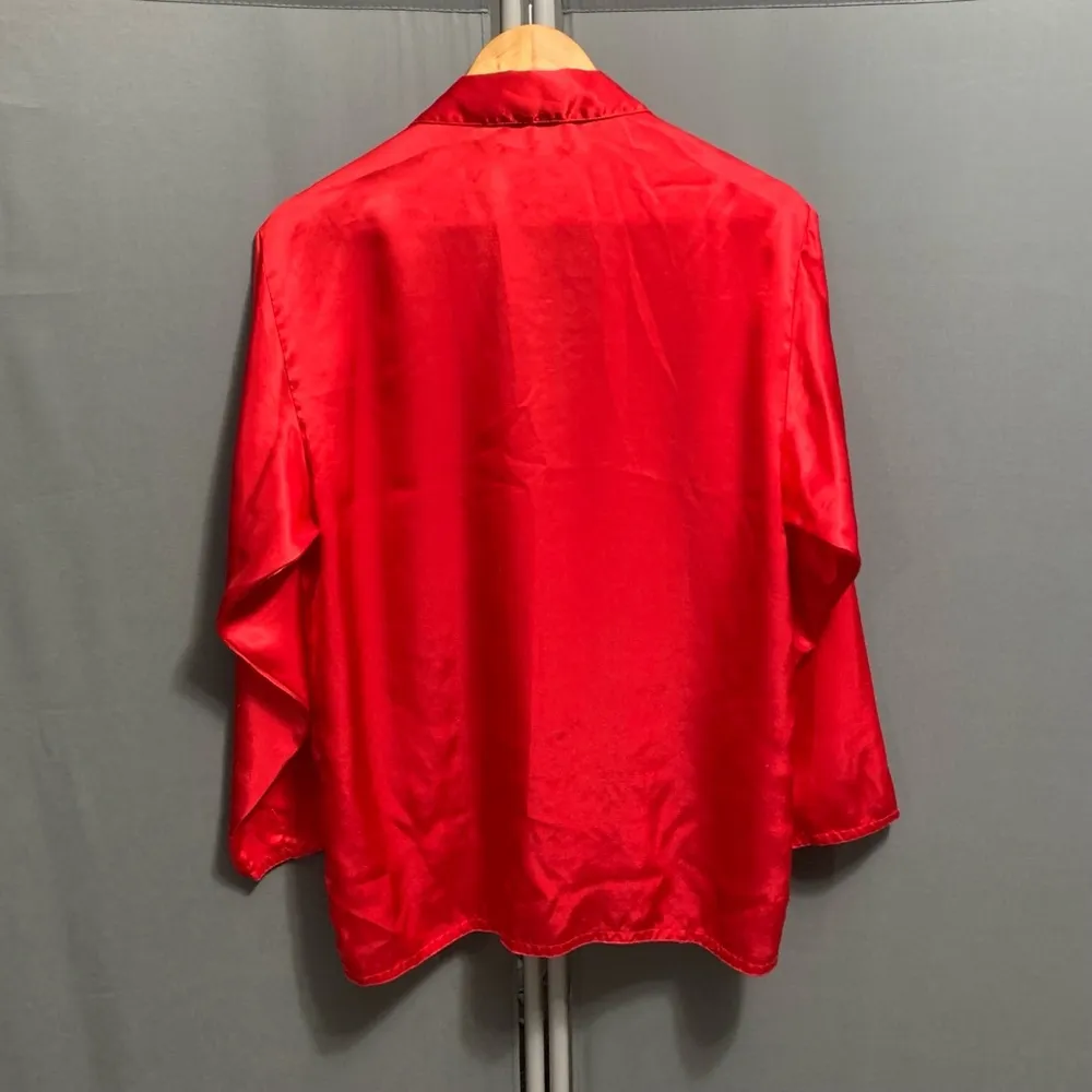 Women's Vintage VTG Victoria's Secret Red Satin payama top Shirt - Image 5