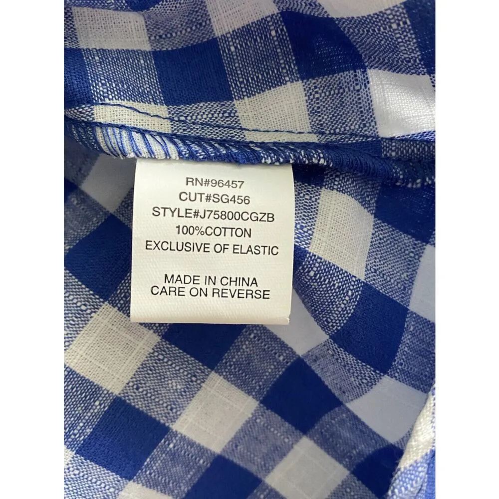 New Love On A Hanger Dazzling Blue White Gingham Smocked Back Tank Top Small - Image 7