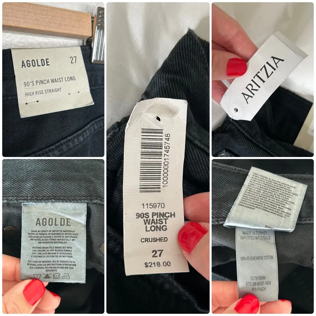 NWT Agolde 90's Pinch Waist Long High Rise Straight jeans in Crushed 27 - Image 13