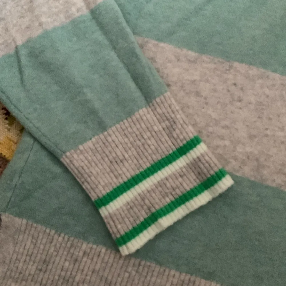 J. Crew Striped turtleneck sweater in Supersoft yarn (Sz XXL) Green & Gray - Image 4