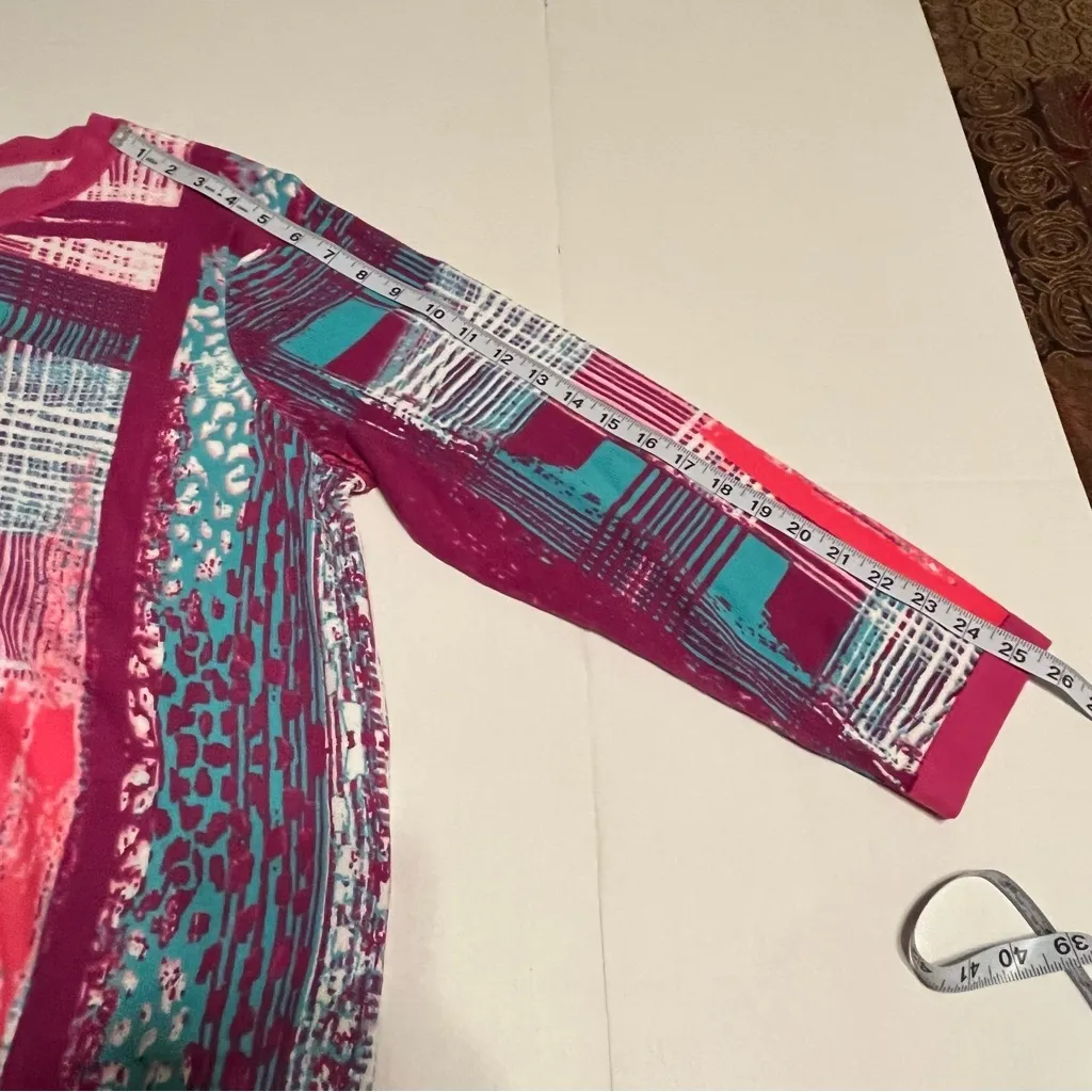 Bob Mackie Womens SZ‎ 1X Pink Blue Long Sleeve Cardigan Sweater Full Art To Wear - Image 8