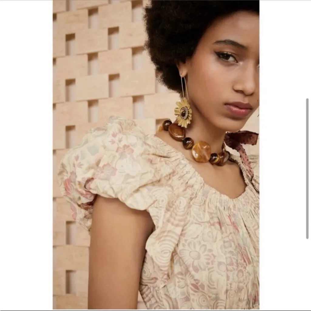 ULLA JOHNSON‎ Nanette dress in Haze Midi Dress Floral Print Size 6 Cotton Poplin - Image 3