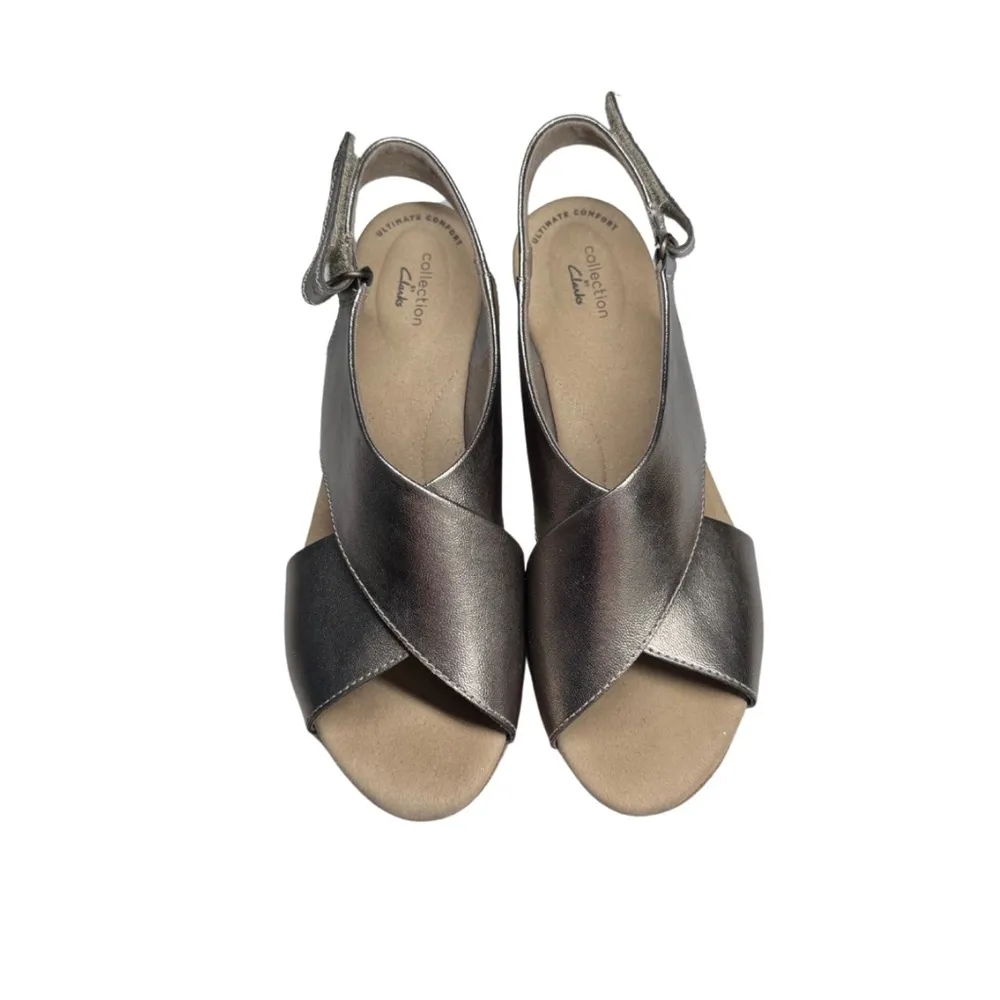 Clarks Women's Annadel Eirwyn Wide Width Wedge Heel cork gunmetal comfort 7.5 - Image 2