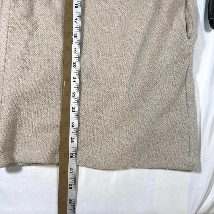 Zara Open‎ Front Fleece Over Coat Faux Fur Cuffs Women's Small Beige - Image 7