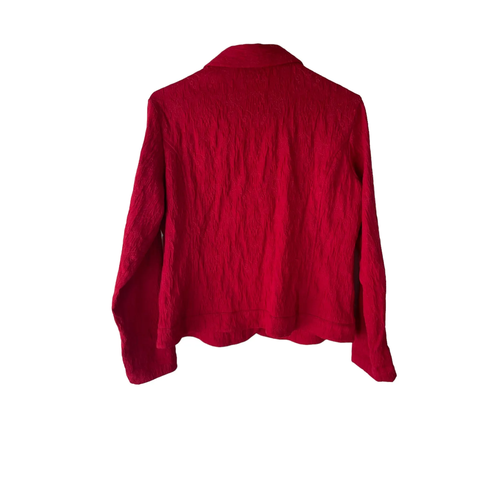 Chico's Size 1 Size Small Red Button Up Textured Light Weight‎ Jacket - Image 4
