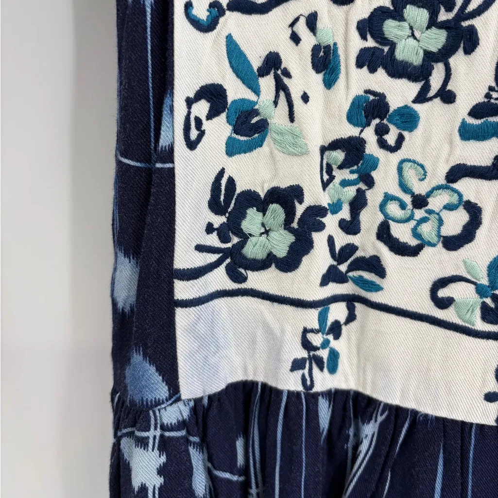 Tiny Anthropologie Semele Blue White Embroidered Shirtdress Dress Medium - Image 7