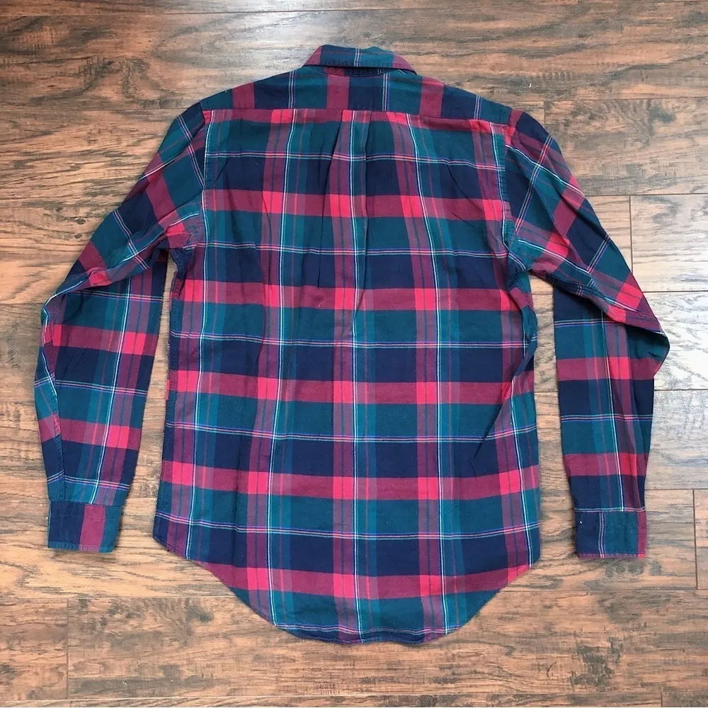 vintage • 90s plaid buttondown shirt Polo Ralph Lauren green red navy holiday - Image 5