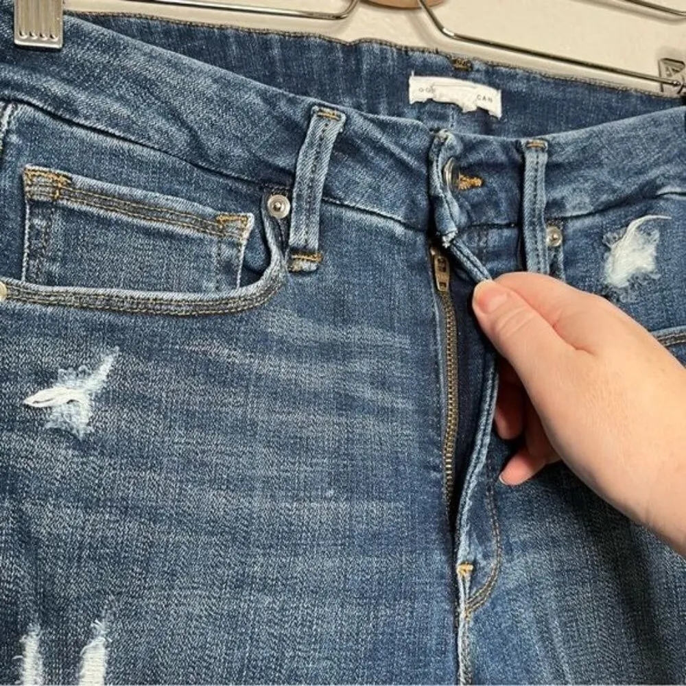 Good American good legs crop medium wash distressed skinny jeans size 2/26 - Image 9