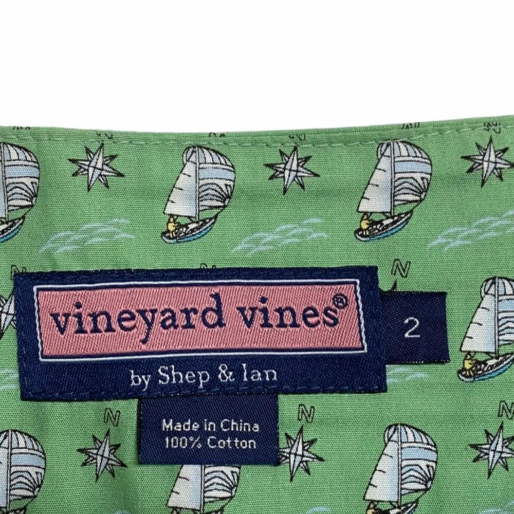 VINEYARD VINES Patchwork Blue Gee Pink Palm Golf Overlap Mini Skirt Sz 2 - Image 4