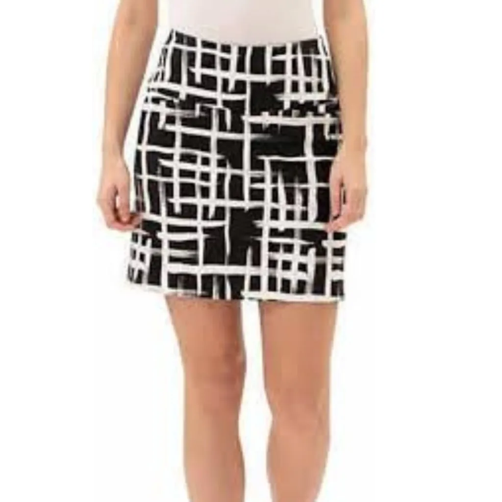 S.C. & Co. Women's Black Ivory Abstract Tummy Control Pocket Skort Skirt Sz XL - Image 3