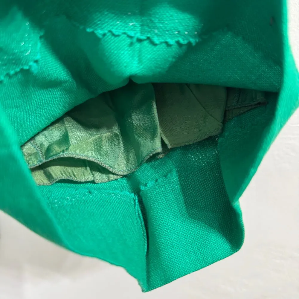 Karl Lagerfeld Vintage Emerald Green Linen Pleated High Waist Pants Size 38 - Image 6