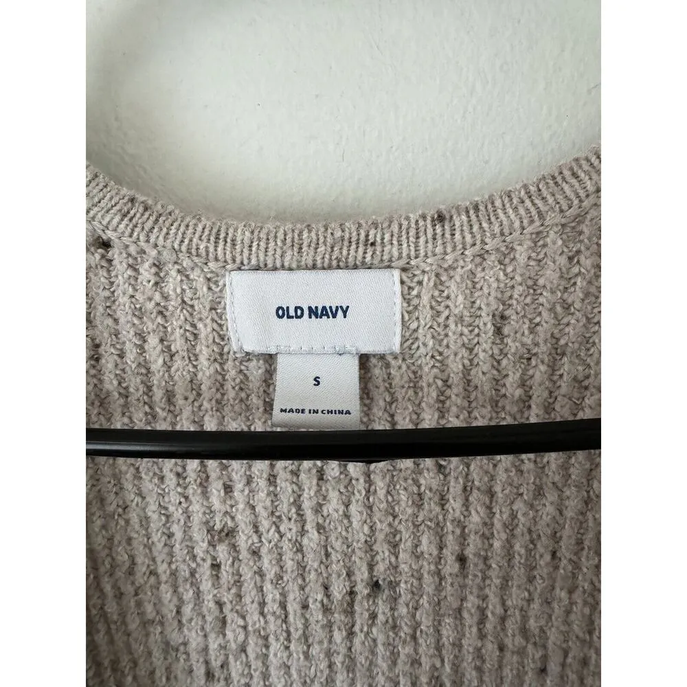 Old Navy Beige Marled Knit Open Front Classic Sweater Women’s Size Small - Image 5